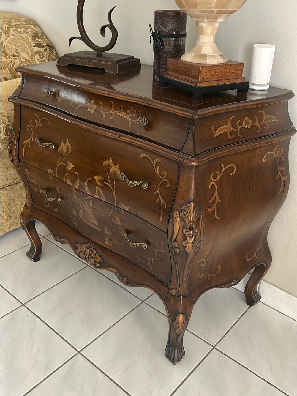 Hand-Painted Brown Bombe Chest - Home Accents Furniture Covers